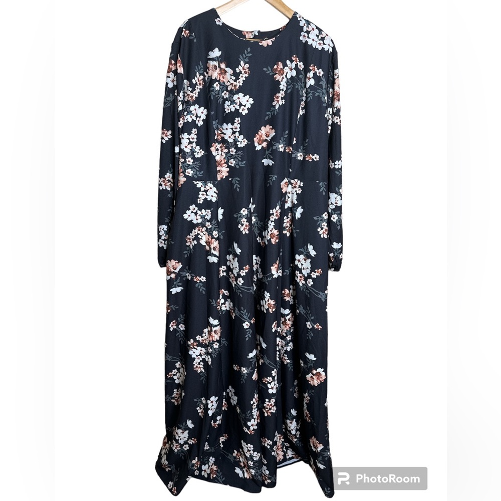 Annah Hariri Black Floral Print Dress
